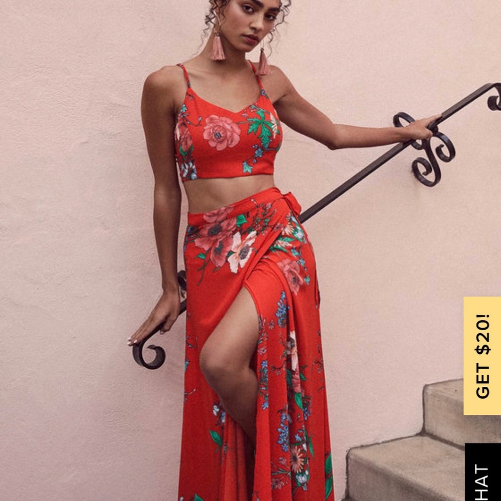 Two piece floral maxi dress